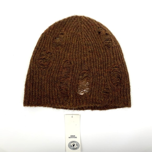 Urban Outfitters Jax Distressed Knit Beanie Slouchy Soft Wool Blend Brown Nwt - Picture 3 of 10